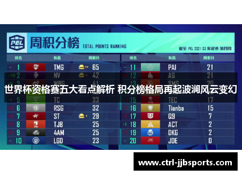 世界杯资格赛五大看点解析 积分榜格局再起波澜风云变幻