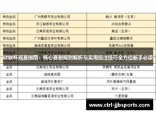 欧联杯观赛指南：核心赛制规则解析与实用投注技巧全方位新手必读